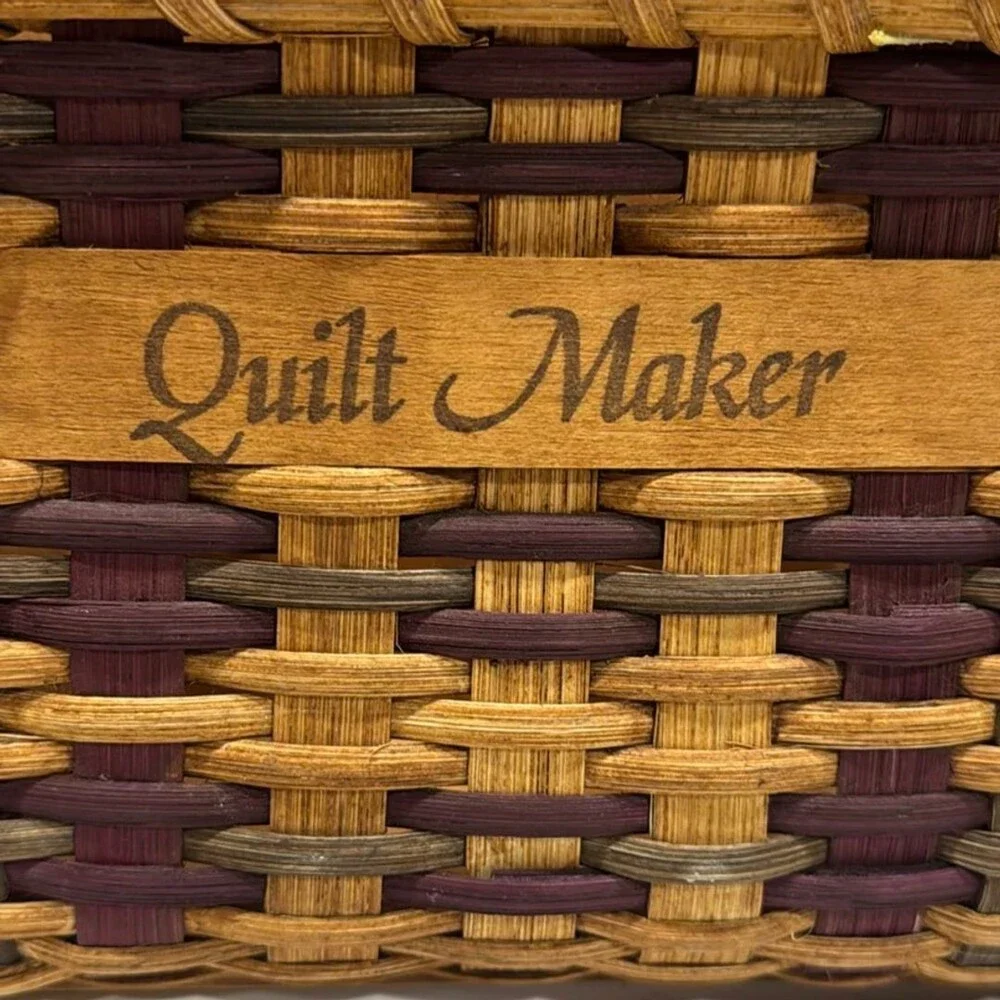 Heart Quilt Maker Caddy Vintage Basket with Wood Bottom & Spooler 19 inch